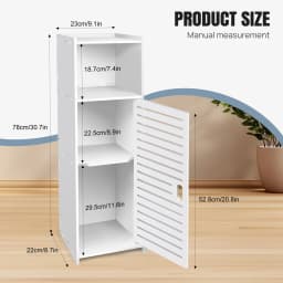 DayPlus Bathroom Floor Cabinet, 3 Tier Home Storage Cabinet with Doors & Shelves, Free Standing Tall Slim Side Organizer Cabinet
