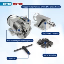 【EU BR】K11-100/K12-100mm 3/4 Jaw Chuck 100mm 4th Axis + Tailstock Kit for Mini CNC Router/Woodworking Engraving