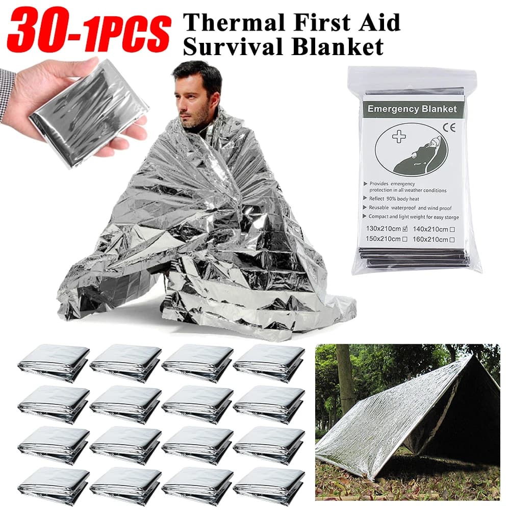 30-1PCS Emergency Rescue Blanket Outdoor Survive First Aid survival blanket Military Rescue Kit Rescue Foil Thermal Blanket 