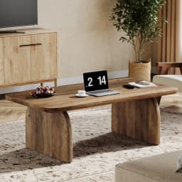 Tribesigns Farmhouse Rectangular Coffee Table, 47.24-Inch Engineered Wood Center Cocktail Tea Table with Sturdy Base