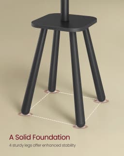 VASAGLE Coat Rack Stand, Free Standing Hall Tree with 8 Hooks and Storage Shelf, 170.5 cm Tall, for Coats, Hats, Bags