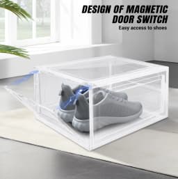 6/9/12 Pack Shoebox Magnetic Clear Plastic Stackable Upgraded Oversized Shoe Organizer,Stackable Clear Shoe Organizer for Home/O