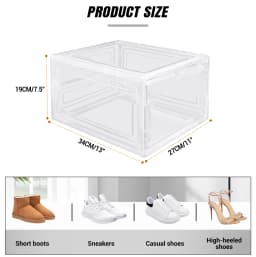 6/9/12 Pack Shoebox Magnetic Clear Plastic Stackable Upgraded Oversized Shoe Organizer,Stackable Clear Shoe Organizer for Home/O