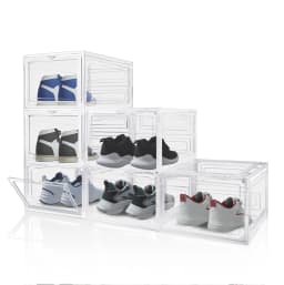 6/9/12 Pack Shoebox Magnetic Clear Plastic Stackable Upgraded Oversized Shoe Organizer,Stackable Clear Shoe Organizer for Home/O