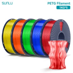 SUNLU 5KG PETG /Clear 3D Printer Filament 1.75mm 1000g Spool (2.2lbs) Neatly Arranged No Knot Filament Fit Most FDM Printer