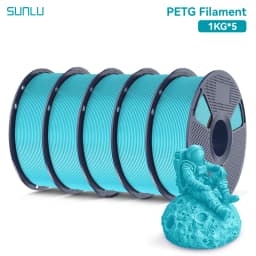 SUNLU 5KG PETG /Clear 3D Printer Filament 1.75mm 1000g Spool (2.2lbs) Neatly Arranged No Knot Filament Fit Most FDM Printer