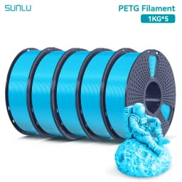 SUNLU 5KG PETG /Clear 3D Printer Filament 1.75mm 1000g Spool (2.2lbs) Neatly Arranged No Knot Filament Fit Most FDM Printer