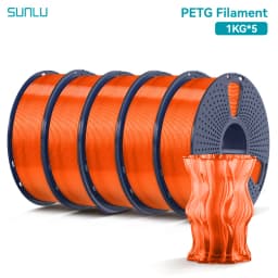 SUNLU 5KG PETG /Clear 3D Printer Filament 1.75mm 1000g Spool (2.2lbs) Neatly Arranged No Knot Filament Fit Most FDM Printer
