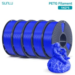 SUNLU 5KG PETG /Clear 3D Printer Filament 1.75mm 1000g Spool (2.2lbs) Neatly Arranged No Knot Filament Fit Most FDM Printer