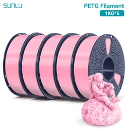 SUNLU 5KG PETG /Clear 3D Printer Filament 1.75mm 1000g Spool (2.2lbs) Neatly Arranged No Knot Filament Fit Most FDM Printer