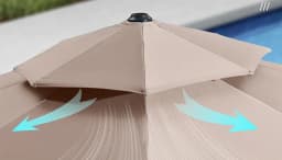 3M Roma Round aluminium double-topped umbrella, 360°rotating offset patio umbrella, khaki with cover