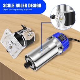 Electric Palm Router Tool,6 Variable Speed Wood Router with 15PCS 1/4" Router Bits,Wood Trimmer Routers Woodworking,Blue