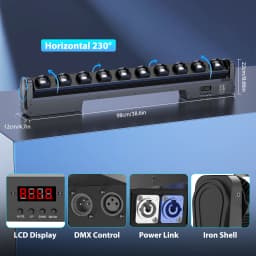 LeLeght 250W RGBW Beam Wall Washer Light 4 IN 1 Wall Washing Rotatable Lamp Stage Swing Dot Light for Party Concert Disco DJ