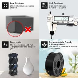 JAYO 5Rolls PETG PLA HSMPETG PLA PLUS PLA META High Speed matte PLA 1.75mm Materials for 100% No Bubble &FDM for 3D Printing