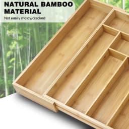 Bamboo Cutlery Tray 6-8 Compartment Utensil Holder for Kitchen Drawer Extendable Size Organiser for Knife, Forks and Cutlery