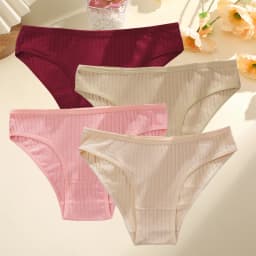 4PCS/SET Women's Cotton Panties Sexy Soft Striped Underpants 12 Solid Color Briefs Female Comfortable Stretch Lingerie M-XL