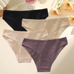 4PCS/SET Women's Cotton Panties Sexy Soft Striped Underpants 12 Solid Color Briefs Female Comfortable Stretch Lingerie M-XL
