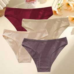 4PCS/SET Women's Cotton Panties Sexy Soft Striped Underpants 12 Solid Color Briefs Female Comfortable Stretch Lingerie M-XL