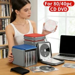80/40Pcs Large Capacity Disc CD DVD VCD Wallet Storage Organizer Case Holder Album Box Cases with Zipper Bags CD Box Accessories