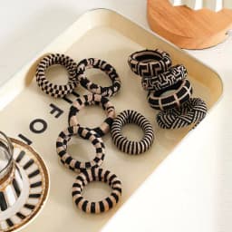 Black And White Striped Thick Hair Tie - High Elasticity Seamless Hair Rope, Simple And Versatile Women'S Hair Accessory