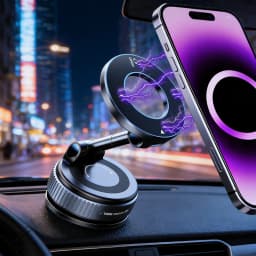 Strong Magnetic Car Phone Holder Foldable 360° Adjustable Vacuum Suction Mount Universal for Car, Desk, Bathroom