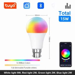 Tuya Bluetooth LED Bulb Dimmable 15W 18W E27 B22 220V RGBCW Color Change Lamps Smart Life APP Group Control Music Rhythm Timing