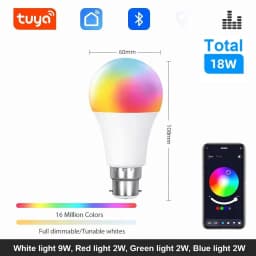 Tuya Bluetooth LED Bulb Dimmable 15W 18W E27 B22 220V RGBCW Color Change Lamps Smart Life APP Group Control Music Rhythm Timing