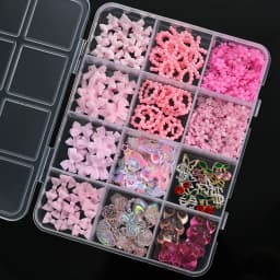 12Grids 3D Bow Nail Art Charms Kit Multicolor Bowknots Flowers Bear Charm Trendy Nail Supplies for Salon DIY Manicure Accessorie