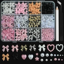 12Grids 3D Bow Nail Art Charms Kit Multicolor Bowknots Flowers Bear Charm Trendy Nail Supplies for Salon DIY Manicure Accessorie