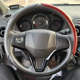 2/3PCS Laser Carbon Fiber Silicone Car Steering Wheel Cover 1K Micro Fiber Leather PVC Wheel Booster Cover Non-Slip Universal