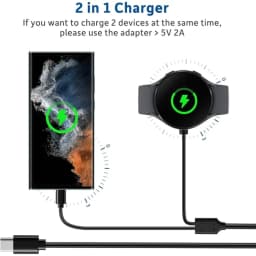 2-in-1 Charger for Samsung Galaxy Watch 7/6/5/5 Pro USB-C Smartwatch and Smartphone Charger Replacement Charging Base Cable