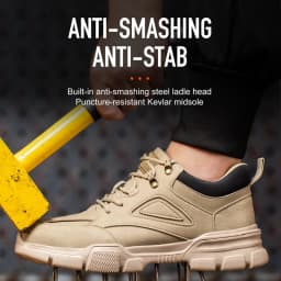 Men Work Shoes Steel Toe Cap Safety Boots European Standard Anti-smash Anti-puncture Men Shoes Light Waterproof Safety Shoes