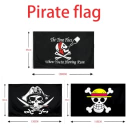 New One Piece 90*150cm Polyester Flag, Monkey D. Luffy Straw Hat Pirates Skull Banner, Decorative Trumpet Flag