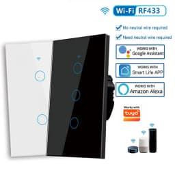 US WiFi Smart Wall Switch Touch Sensor LED Light Switches RF433 1/2/3/4 Gang Works with Tuya Smart Home APP Alexa Google Home
