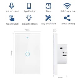 US WiFi Smart Wall Switch Touch Sensor LED Light Switches RF433 1/2/3/4 Gang Works with Tuya Smart Home APP Alexa Google Home