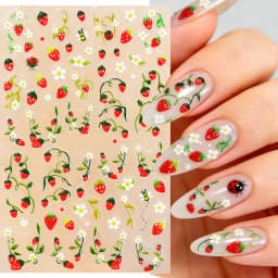 1/2Pcs 5D Red Crystal Cherry Nail Art Stickers Soft Jelly Cherrys Nail Decals Self-Adhesive Fruit Cherry Nail Charms Decoration