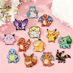 Random 7Pcs Anime Frog Duck Turtle Monsters Enamel Pins Creative Elf Brooch Lapel Badge Cosplay Gift