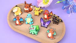 Random 7Pcs Anime Frog Duck Turtle Monsters Enamel Pins Creative Elf Brooch Lapel Badge Cosplay Gift