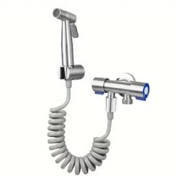 High Pressure Handheld Shower Kit - Stainless Steel Bathroom Cleaning Spray Gun with 4.8-Inch Hose and Wall Bracket