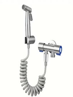 High Pressure Handheld Shower Kit - Stainless Steel Bathroom Cleaning Spray Gun with 4.8-Inch Hose and Wall Bracket
