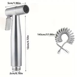 High Pressure Handheld Shower Kit - Stainless Steel Bathroom Cleaning Spray Gun with 4.8-Inch Hose and Wall Bracket