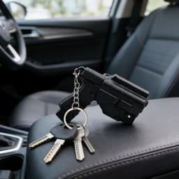 3D Printed Mini Pistol Shaped Car Keychain with Holster Model, Men's Waist Hanging Keychain, Practical Keychain Pendant