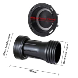 S60*2 IBC Tank Extension Adapter 60mm Coarse Female x Male Plastic Extension Tube for Ton Barrels Water Tank Outlet Connector