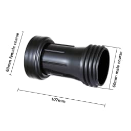 S60*2 IBC Tank Extension Adapter 60mm Coarse Female x Male Plastic Extension Tube for Ton Barrels Water Tank Outlet Connector