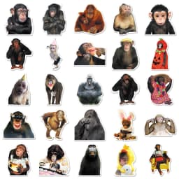 50Pcs Crazy Funny Monkey & Orangutan Meme Stickers Decoration Mobile Phone Waterproof Notebook Skateboard Toy Gift Sticker