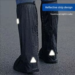 Rain Boot Shoe Cover Black Waterproof with Reflector High Top Clear Shoes Dust Covers for Motorcycle Bike Rain Cover Men Women