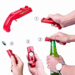 Portable Creative Pistol Bottle Cap Launcher Beer Opener Shooting Cap Gun Multifunctional Home Kitchen Bar Gadget Funny Gift