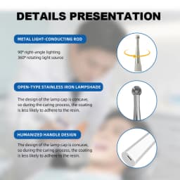Dental Curing Light Lamp LED 1S Cure 3 Modes Curable Resin One Second Cure Dentistry Equipment Photopolymerizer Lamp 3500mW/cm²