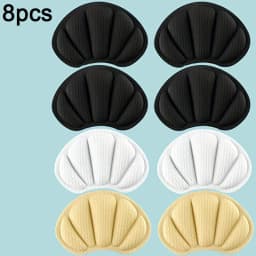 8-Piece Heel Pads, Self-Adhesive Anti-Slip Protective Pads - Thick, Non-Slip, Shock-Absorbing Insoles That Enhance Shoe Comfort, Prevent Chafing and Slipping Off, Suitable for Casual Shoes, Sneakers, and White Shoes, Shoe Size Reducer, Heel Pads to Prevent Slipping and Chafing, Shoe Lining