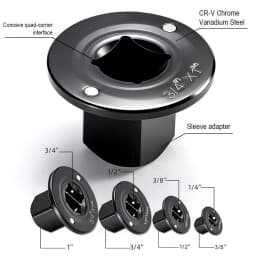 Low-Profile Impact Socket Adapter Set 3/4 to 1,1/2 to 3/4,3/8 to 1/2,1/4 to 3/8 Drive Ratchet Adapter 4 Pcs Socket Adapter Set